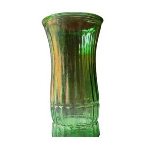 Tall green glass vase